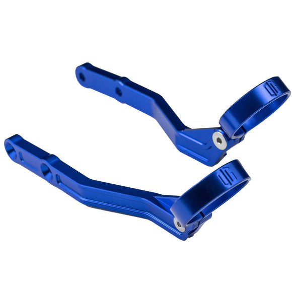 Blue anodized remote reservoir mount set for motorcycle touring