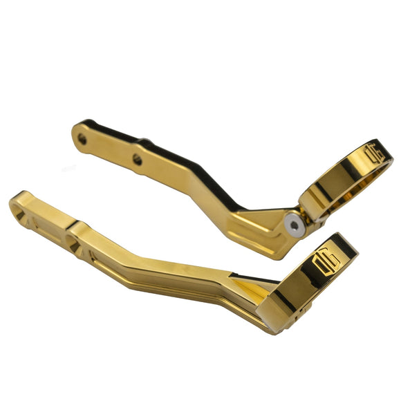 Gold-plated remote reservoir mounts for 2009-up touring motorcycles