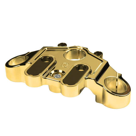 Gold-plated top triple tree for 2014-2023 Harley Touring models