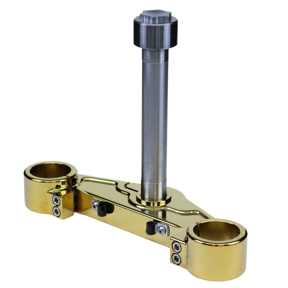 Gold-plated lower triple tree clamp for 2014-2023 touring motorcycles