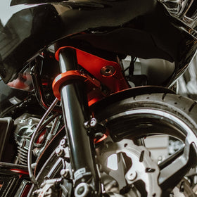 OG 2014-Up Touring Drop Triple Trees kit installed on a 2025 Road Glide