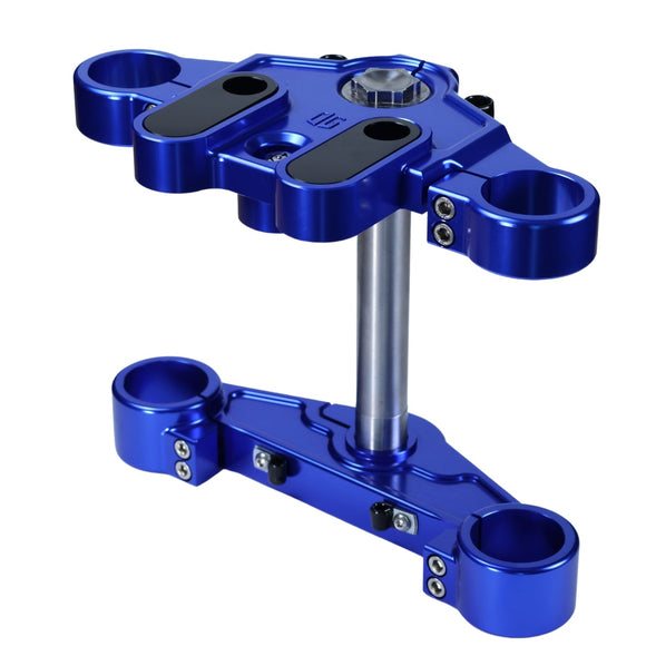 Blue anodized motorcycle triple tree clamp