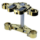 Gold-plated 2014-up touring motorcycle triple tree clamp (upper & lower) with steering stem