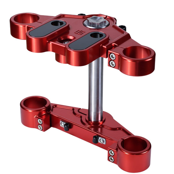 Red anodized triple tree clamp for 2014-up Touring motorcycles