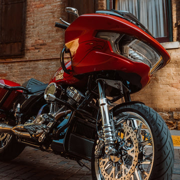 OG Chrome 2014-Up Touring Triple Trees kit installed on a 2024 Road Glide Satndard
