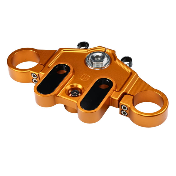 Orange CNC billet top triple tree (upper triple clamp) for Harley Touring CVO