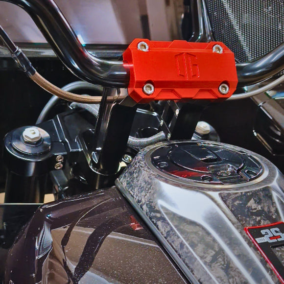 Red anodized billet top triple tree handlebar clamp for 2023-up Harley CVO Touring