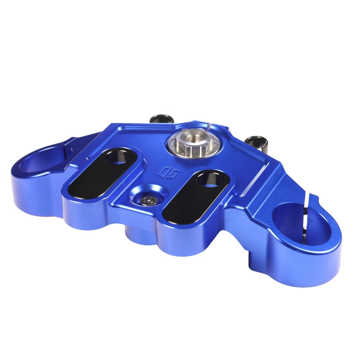 Blue anodized top triple tree (upper triple clamp) for touring motorcycles