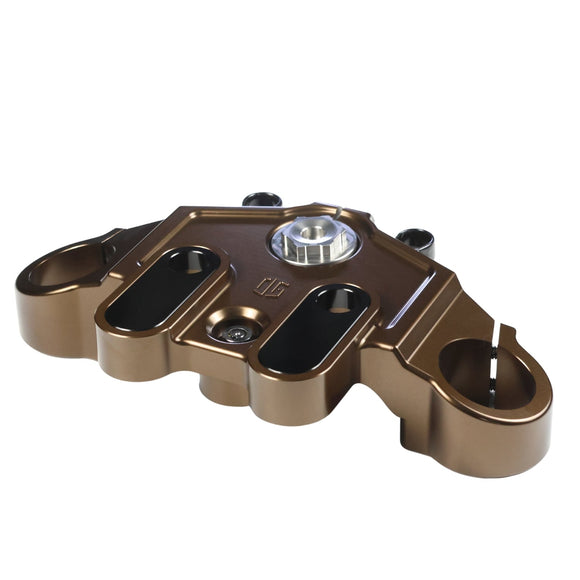 Bronze top triple tree clamp for touring motorcycles