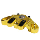 Gold upper triple tree clamp for motorcycle forks