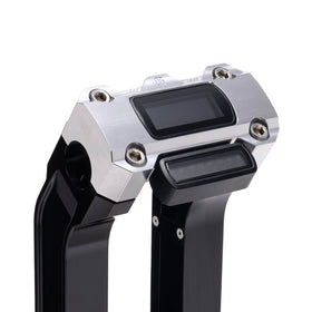 OG Black 6.5 inch Straight Risers with Aluminum Digital Gauge Cut Out Top Clamp