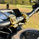 OG 7.5 Pan America gold pull-back handlebar risers on motorcycle