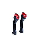 OG 7.5 Pan‑America pull-back handlebar risers, black body with red top clamps