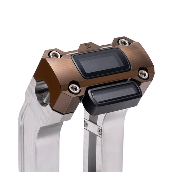 OG Aluminum 8.5 inch Straight Risers with Bronze Digital Gauge Cut Out Top Clamp