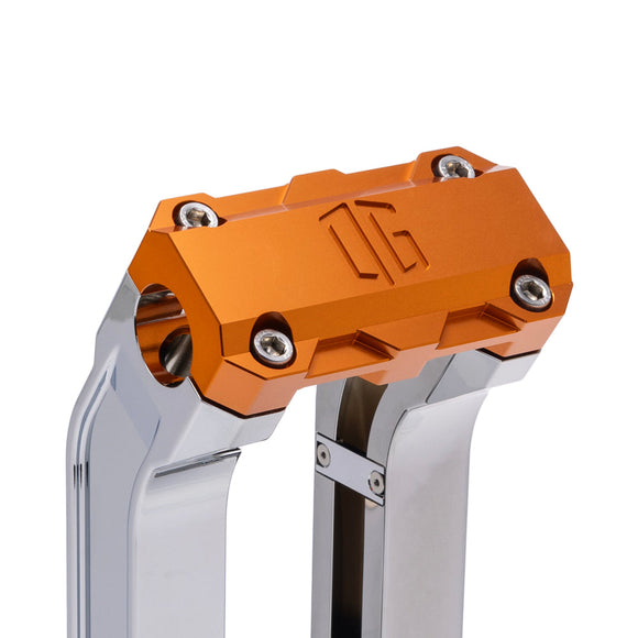 OG Chrome 8.5 inch Straight Risers with Orange Standard Top Clamp