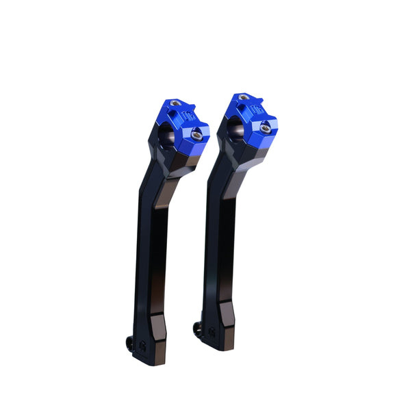 OG 9.5 Pan America pull-back handlebar risers, black with blue clamps