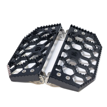 OG Bagger HoneyComp V3 black hard-anodized 6061 T6 aluminum honeycomb motorcycle floorboards (pair)