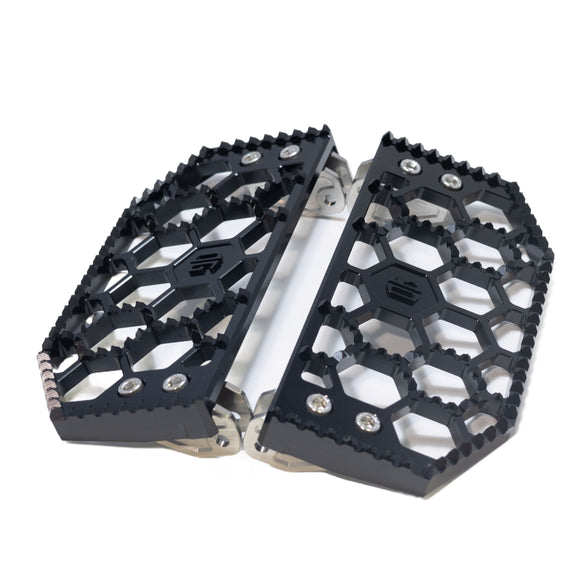OG Bagger HoneyComp V3 black hard-anodized 6061 T6 aluminum honeycomb motorcycle floorboards (pair)