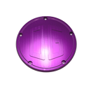 Purple anodized aluminum Big Twin derby cover with OG logo