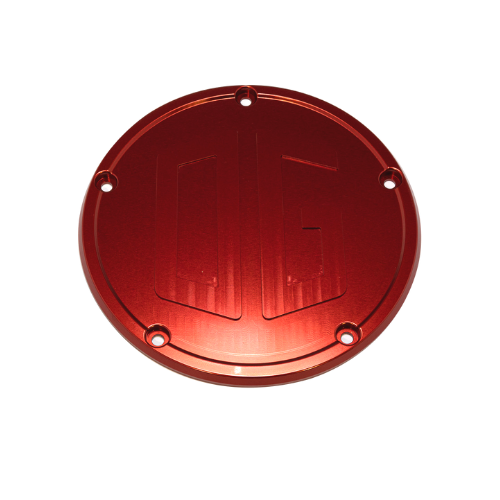 OG Big Twin derby cover, red anodized aluminum motorcycle part