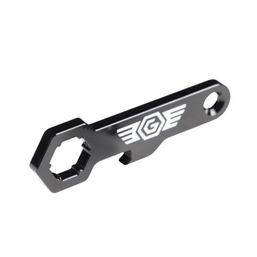 OG Billet Bottle Opener Keychain, black anodized 6061-T6 aluminum with OG Moto logo and seat screw socket