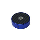 Blue anodized billet fork stem cap with carbon fiber top insert