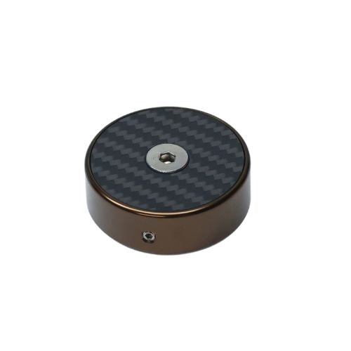 Bronze billet bicycle fork stem cap with carbon fiber top