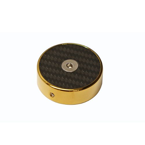 OG billet fork stem cap, gold-plated with carbon-fiber top