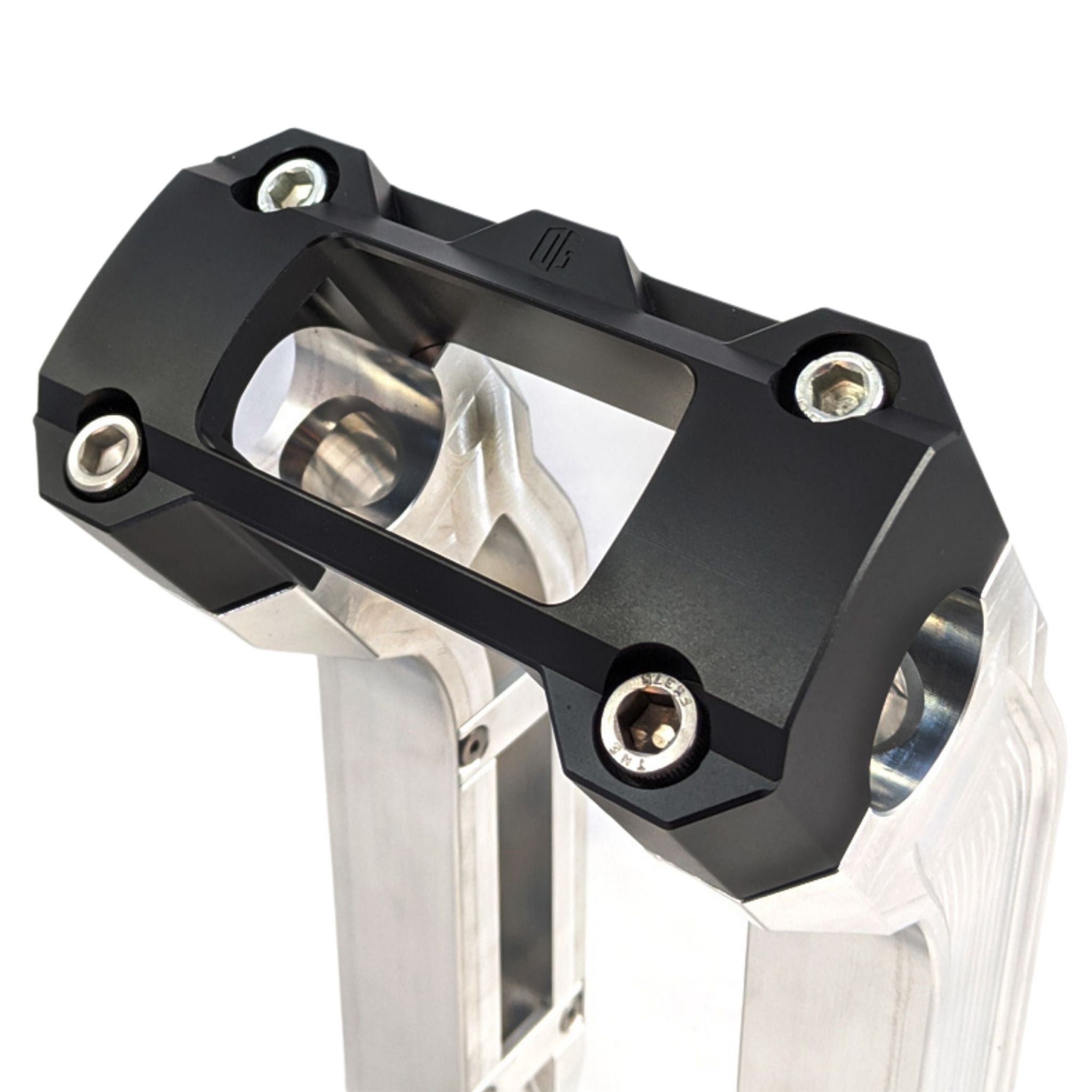 Black OG digital gauge top clamp, CNC-machined motorcycle gauge mount