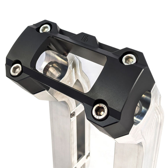 Black OG digital gauge top clamp, CNC-machined motorcycle gauge mount