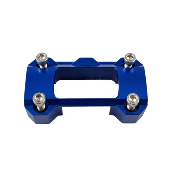 Blue anodized digital gauge top clamp with hex mounting bolts