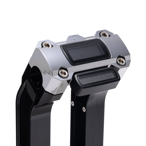 OG Chrome Digital Gauge Top Clamp on Black Risers