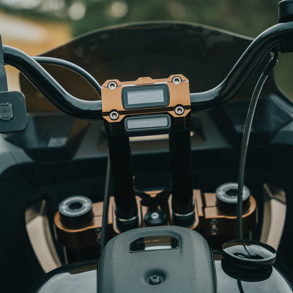 OG Digital Gauge Top Clamps installed on a 2023 Softail Low Rider ST FXLRST