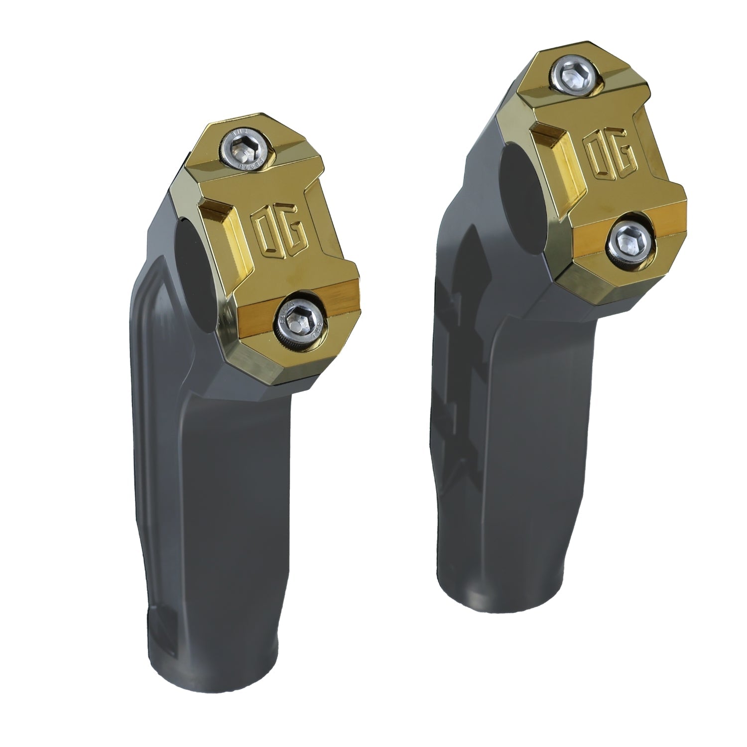OG gold-plated dual handlebar riser top clamps for motorcycle