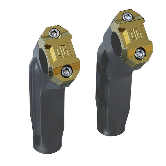OG gold-plated dual handlebar riser top clamps for motorcycle