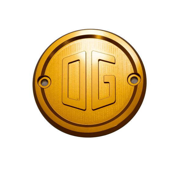 Gold anodized OG points cover for Harley Evo and Sportster motorcycles