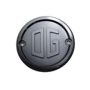 OG Moto billet timing/points cover with machined OG logo for Evo and Sportster engines