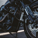OG Black Highway Peg Crash Bar for Harley-Davidson M8 Softail with Mid Controls installed on a Harley-Davidson FXLRST Low Rider ST 2023