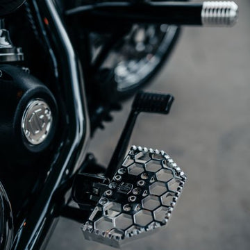 OG Chrome Mini Floorboards installed on a Harley-Davidson M8 Softail