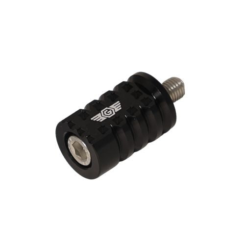 OG Indian Shorty Gripper shifter peg, black anodized aluminum with threaded steel stud