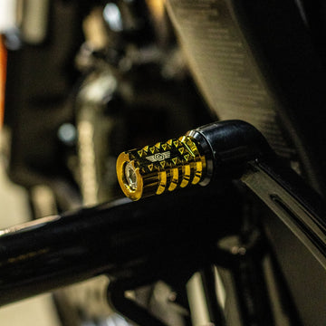 OG Indian Shorty Gripper Shifter Peg Gold Plating installed on a Indian Challenger