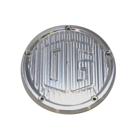 CNC-machined aluminum derby cover for M8 Softail