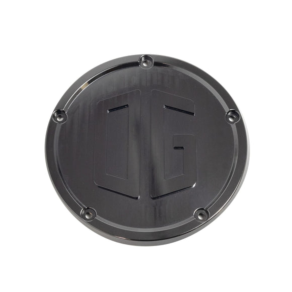 OG M8 Softail Derby Cover - Original Garage Moto, black anodized CNC-machined 6061 T6 billet aluminum engine cover