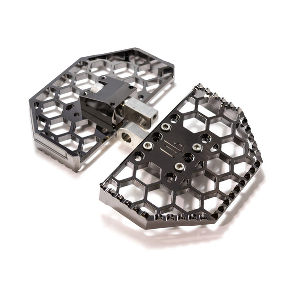 OG Mini CNC honeycomb motorcycle floorboards, black billet