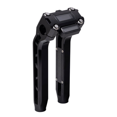 OG Black Performance 10.5 Inch Pull Back Risers Digital Gauge Top Clamp Black