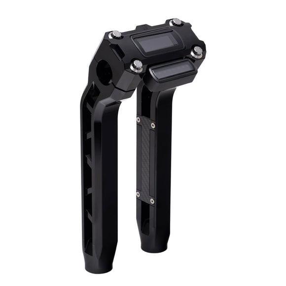 OG Black Performance 10.5 Inch Pull Back Risers Digital Gauge Top Clamp Black