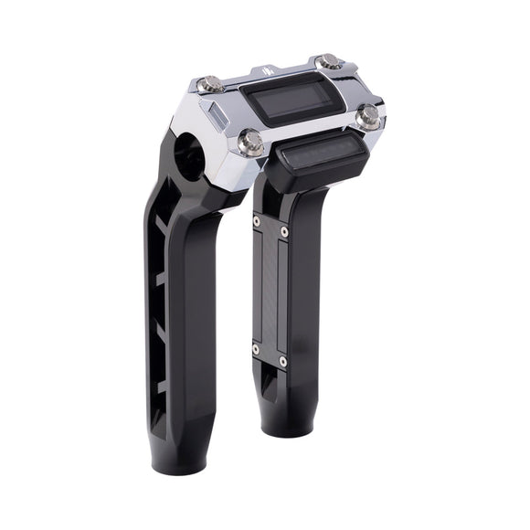 OG Black Performance 8.5 inch Pull Back Riser Legs with Chrome Performance Digital Gauge Top Clamp