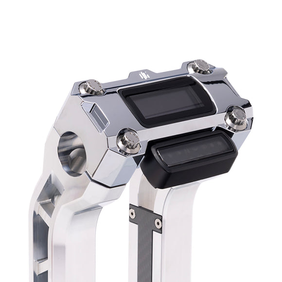 OG Chrome Performance Digital Gauge Top Clamp on OG Aluminum Performance Riser Legs