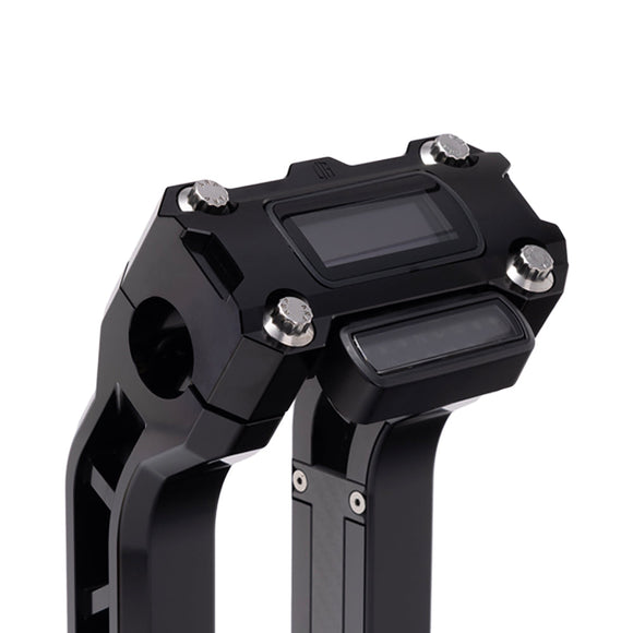 OG Black Performance Digital Gauge Top Clamp on OG Black Performance Riser Legs