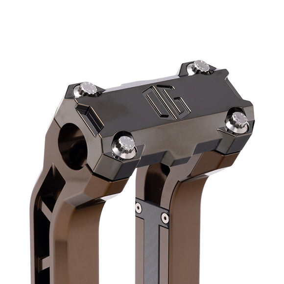 OG Black Chrome Performance Top Clamp on OG Bronze Performance Riser Legs